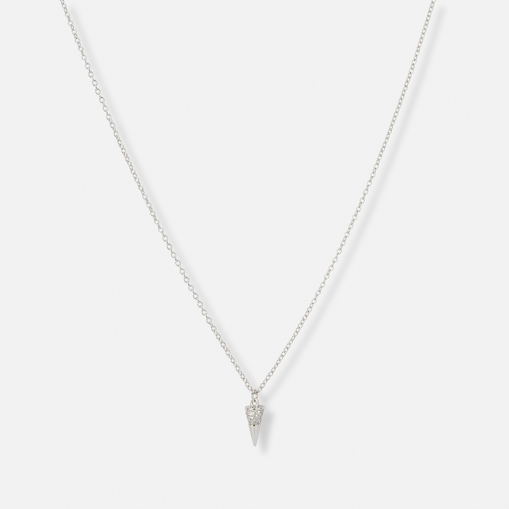 Silverhalsband med spike och stenar - 42+3cm