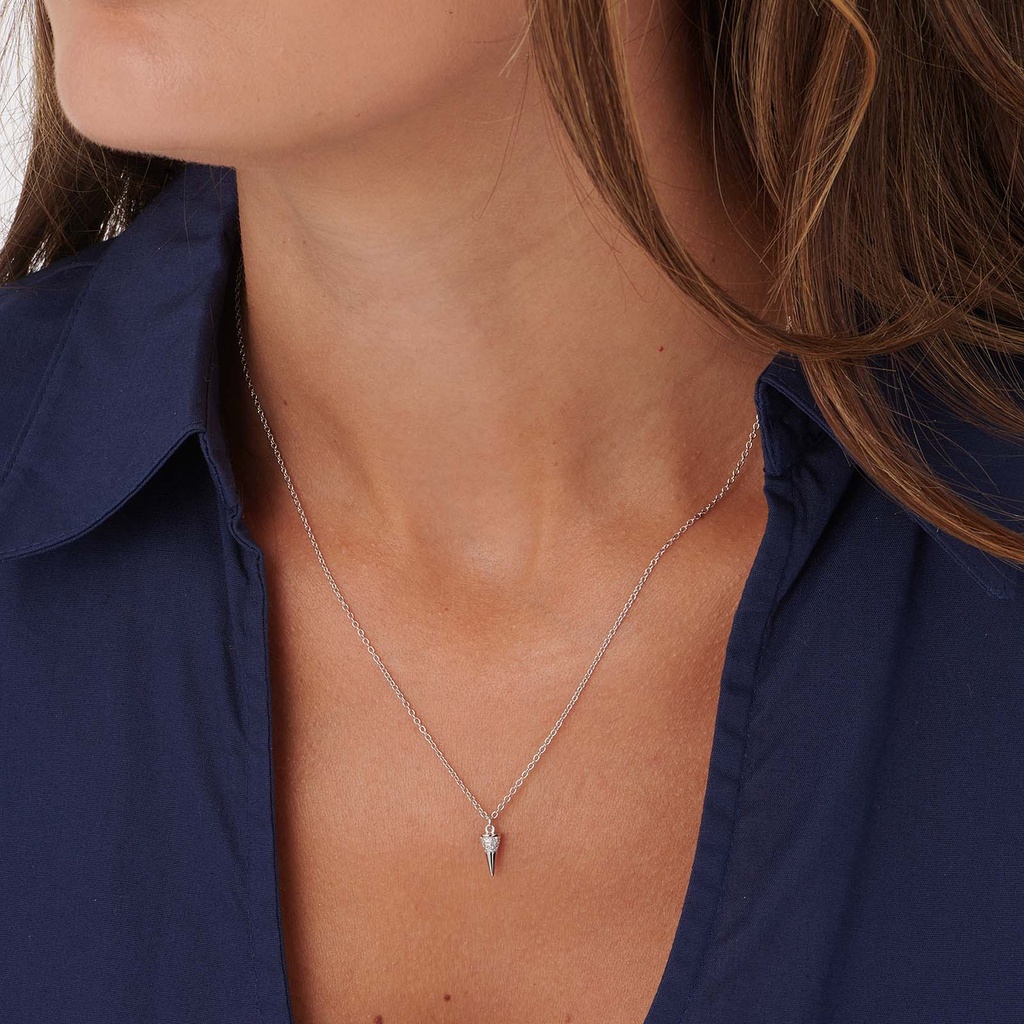 Silverhalsband med spike och stenar - 42+3cm