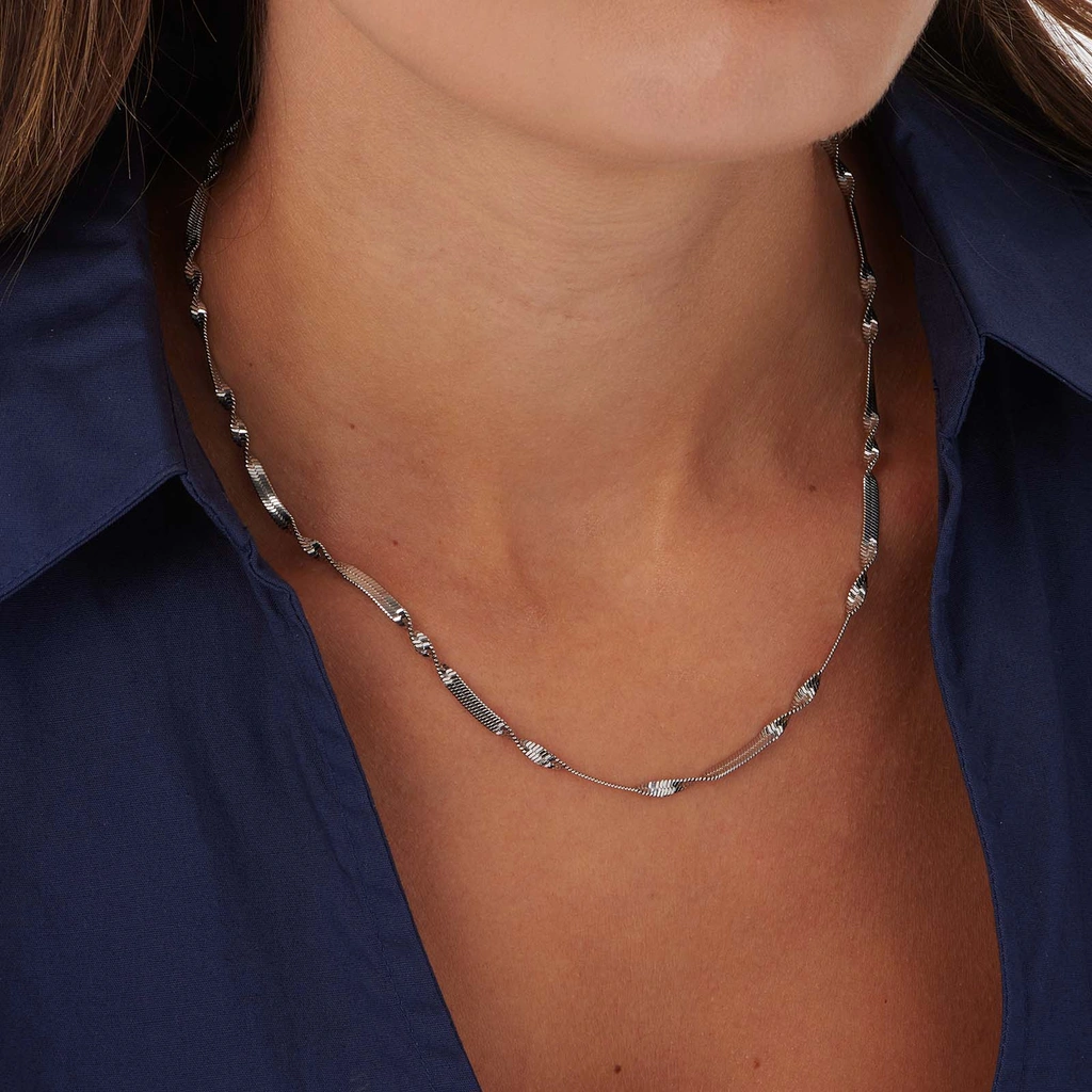 Stålhalsband twist chain - 40+5cm