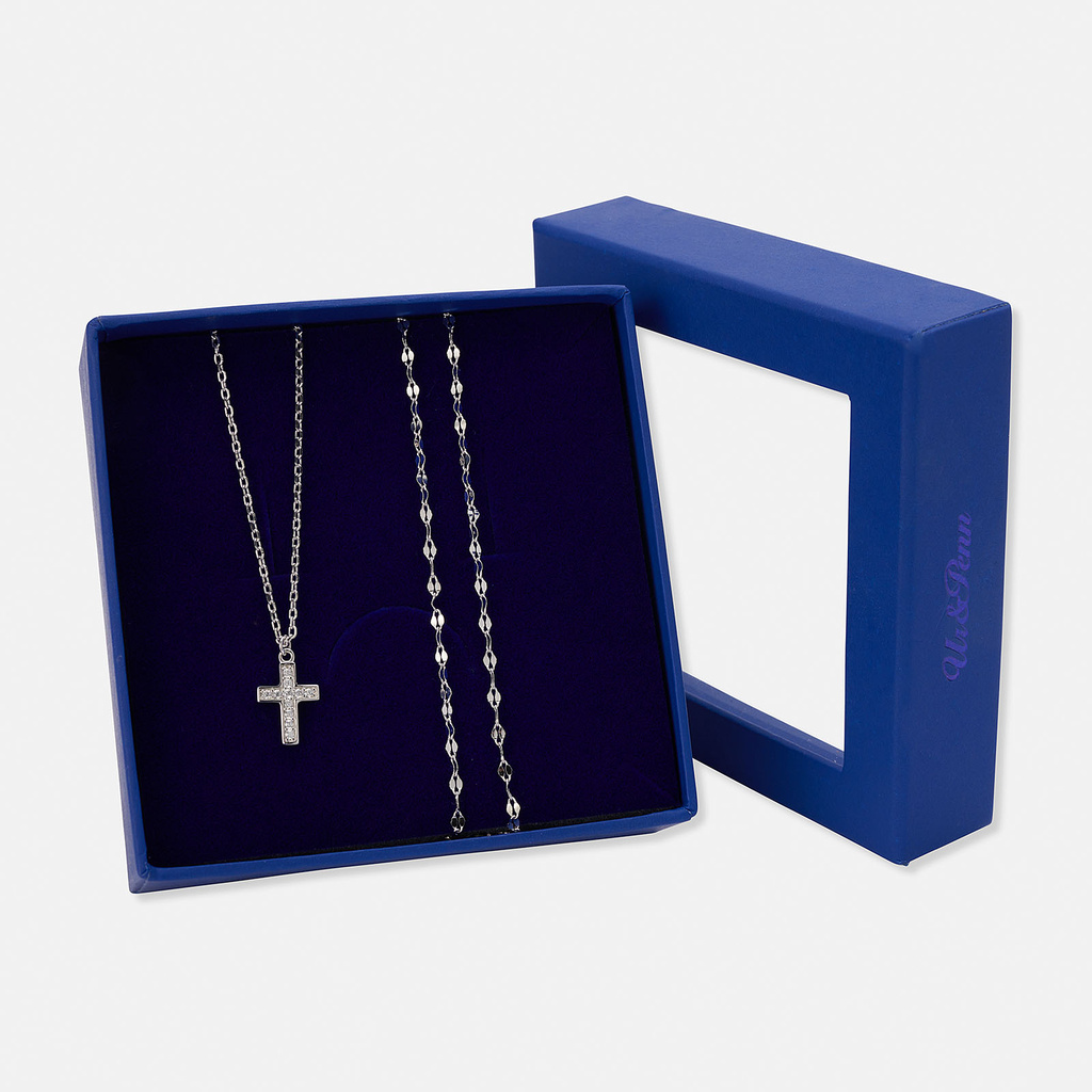 Set med 2-par halsband i äkta silver - 42+3cm