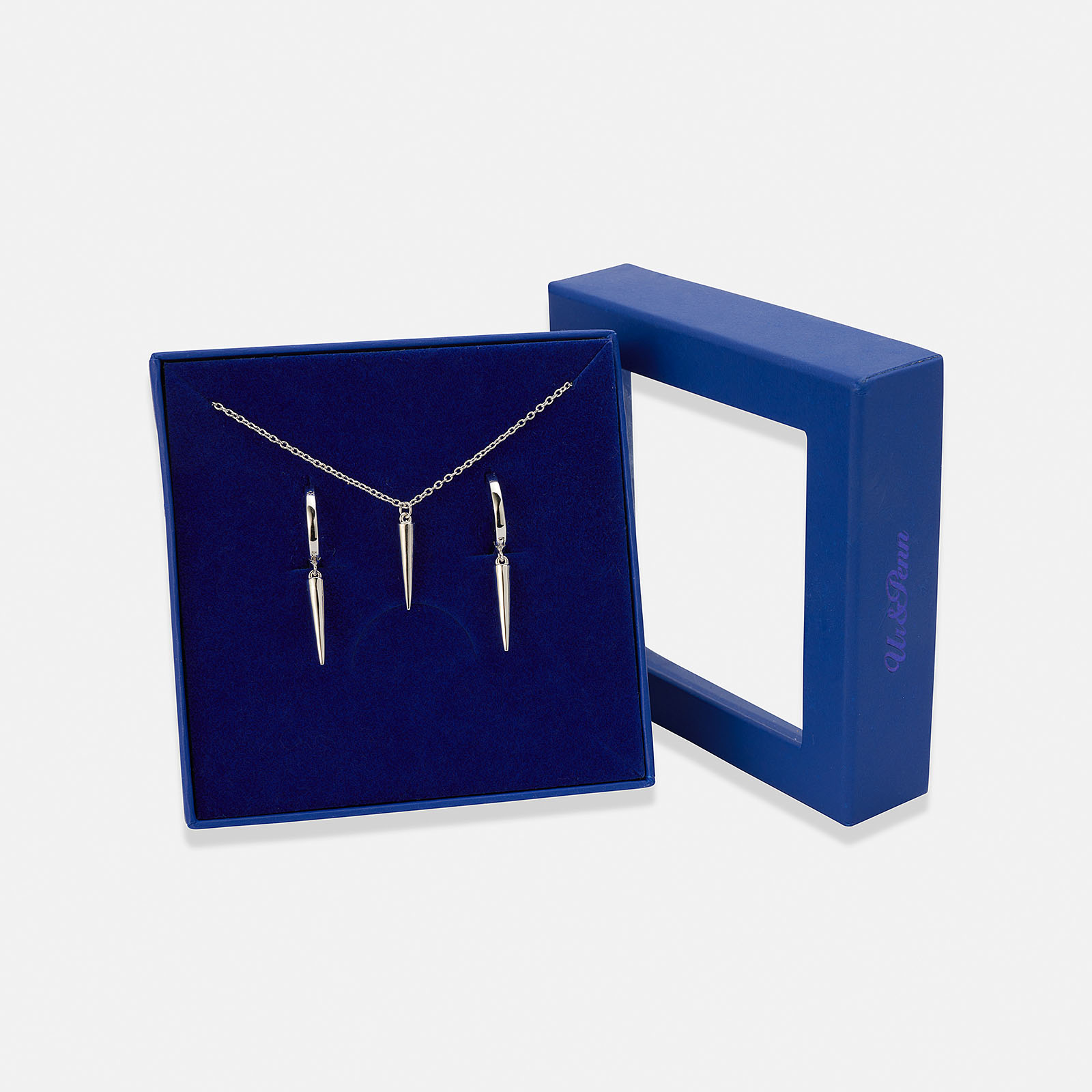 Örhängen & halsband set i äkta silver - spikes