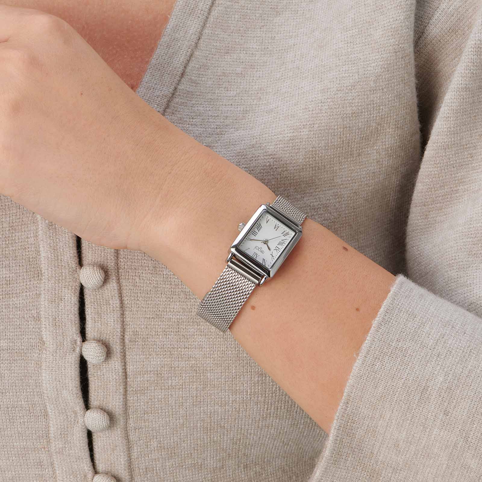 Regal damklocka silver/vit, rektangulär - 20x29 mm Regal damklocka silver/vit, rektangulär - 20x29 mm