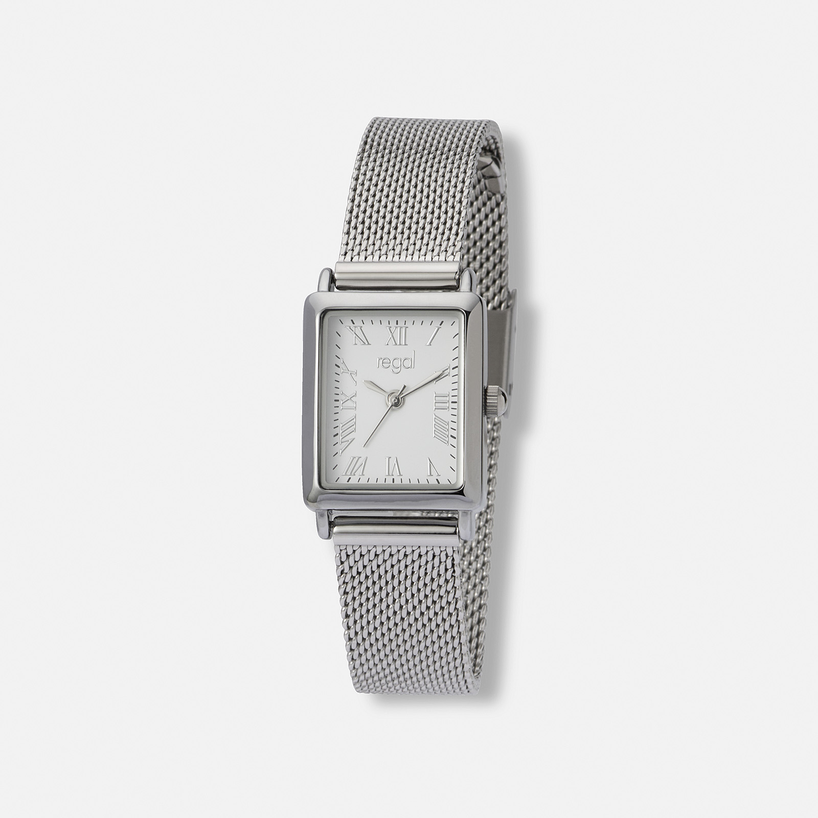 Regal damklocka silver/vit, rektangulär - 20x29 mm