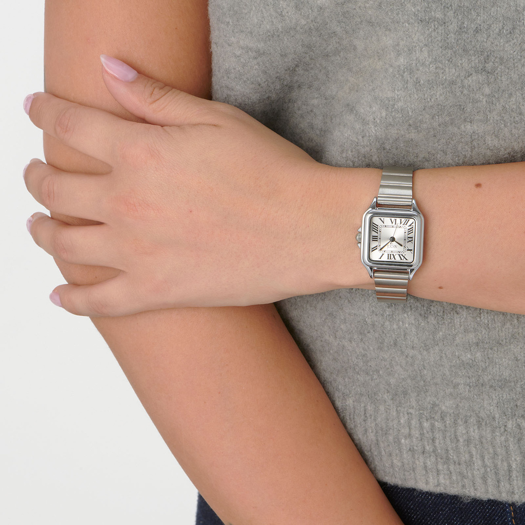 Regal damklocka silver/vit, kvadratisk - 25x25 mm