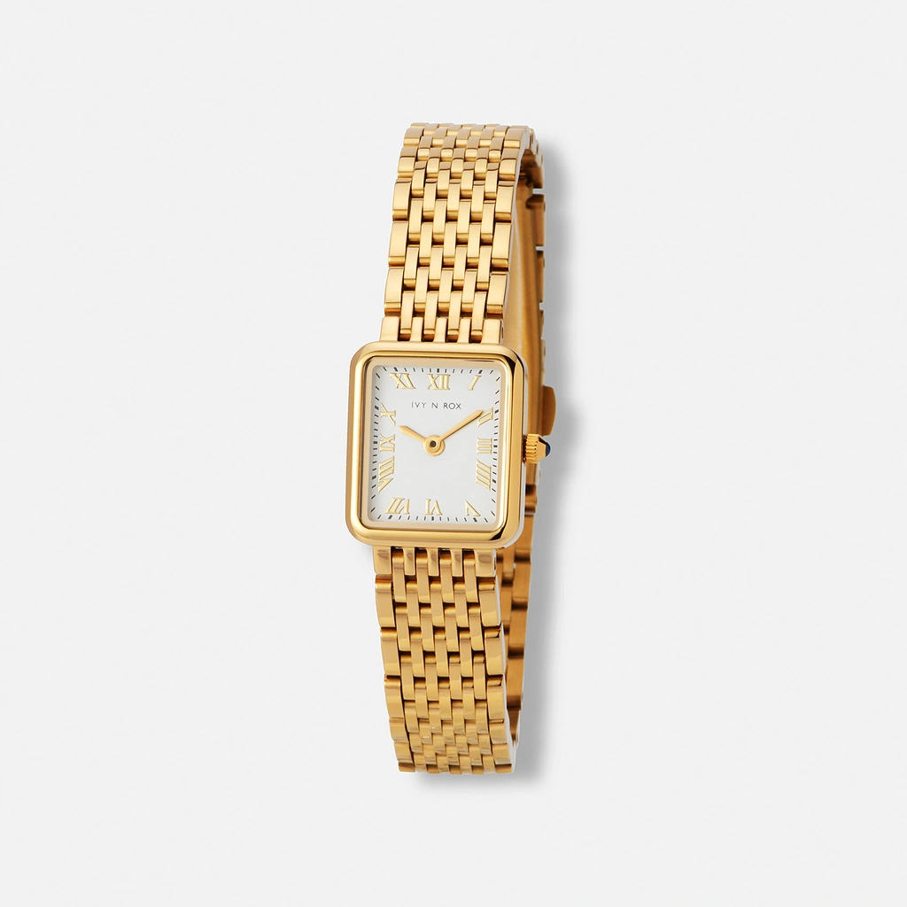 Ivy n Rox Vouge damklocka guld/vit - 18x26 mm
