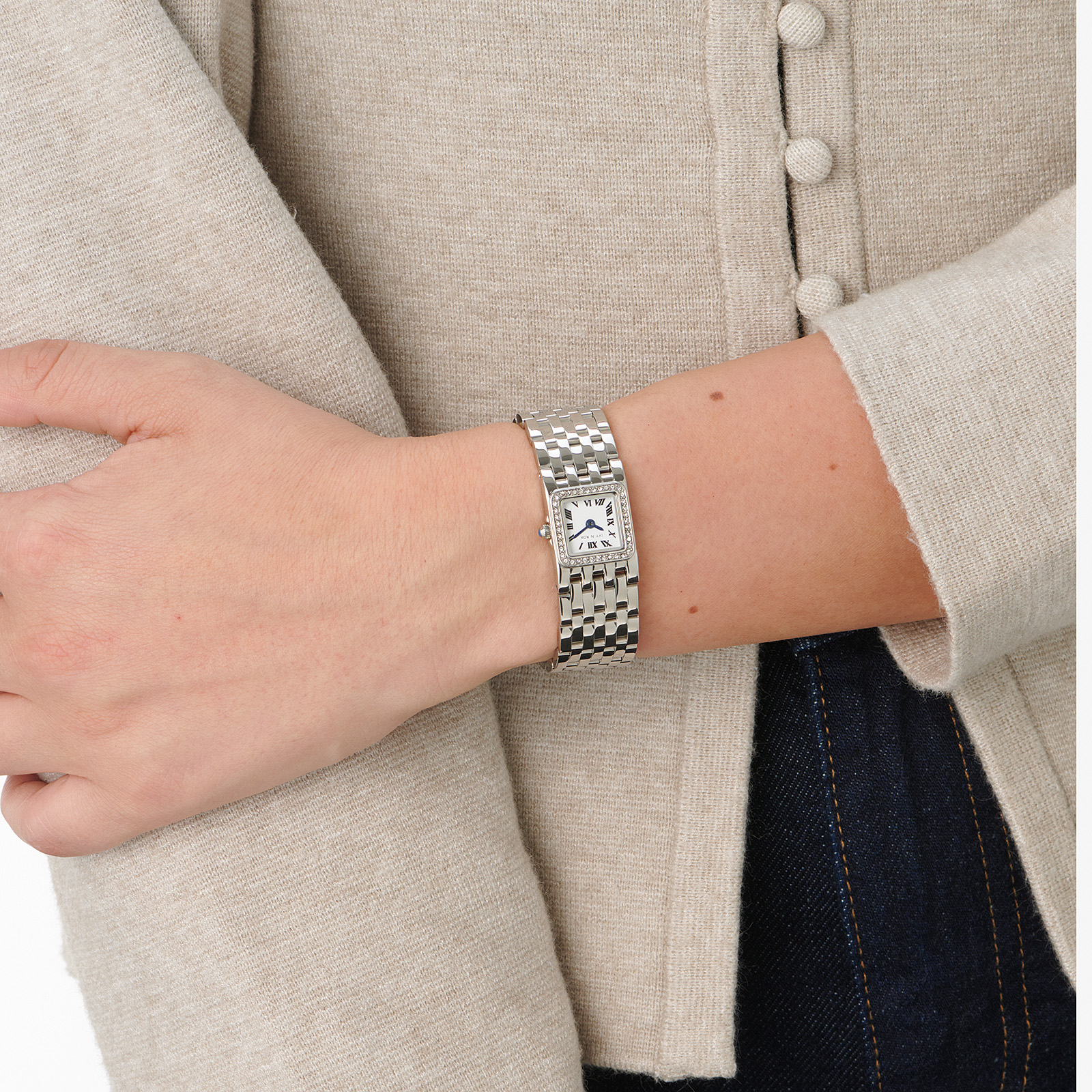 Ivy n Rox Charm damklocka silver/vit - 17x17 mm