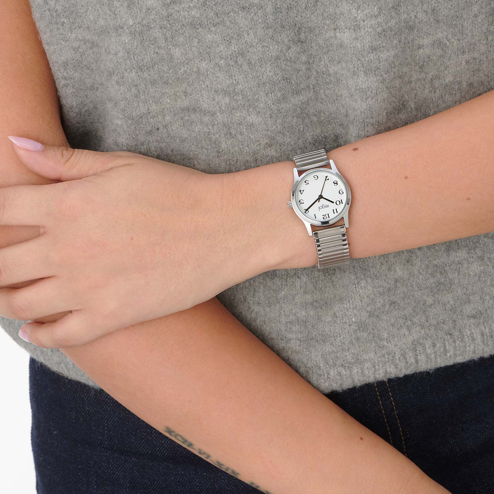 Regal damklocka silver/vit, flexband -