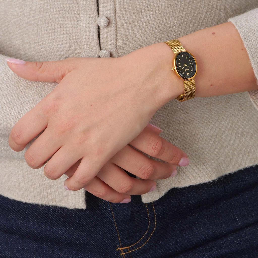 Regal damklocka, oval guld/svart