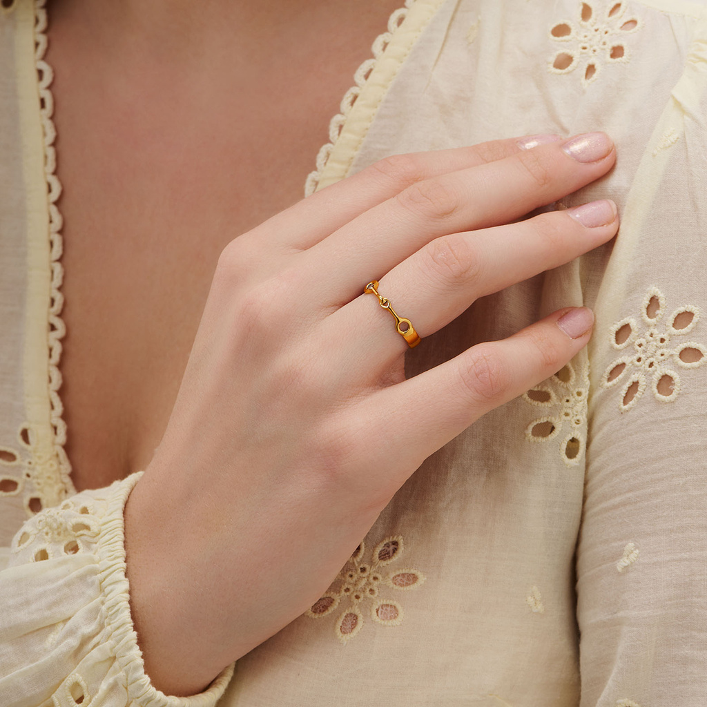 Guldpläterad stålring med tränsbett, 4  mm bred - 17,5