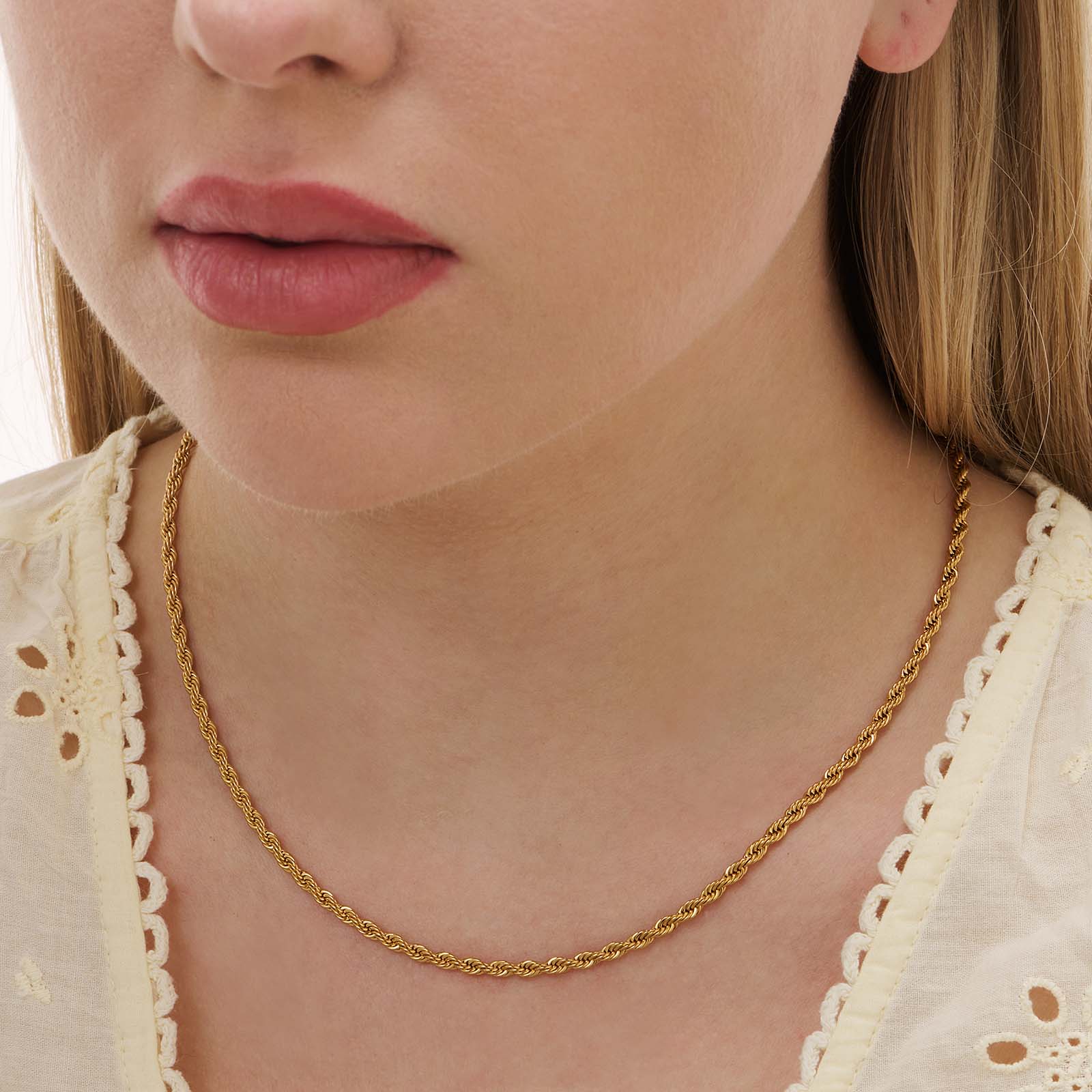 Guldpläterat stålhalsband replänk 3mm