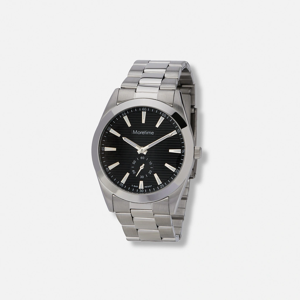Moretime herrklocka metallband svart/silver - 40 mm