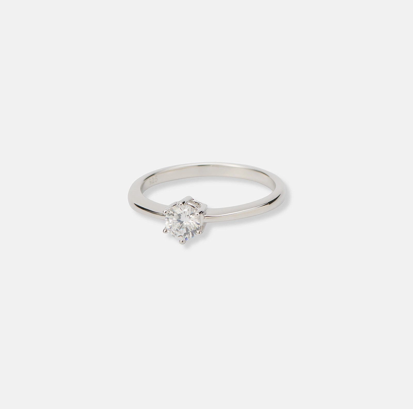 Ring i äkta silver - 5 mm Kubisk Zirkonia