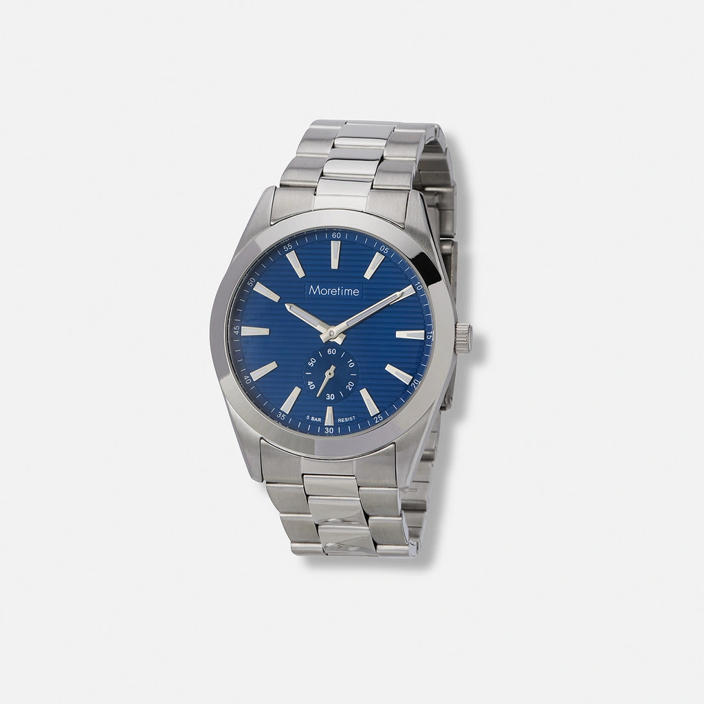 Moretime herrklocka metallband blå/silver - 40 mm