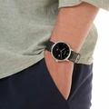 Moretime herrklocka - svart/stål, svart läderband, 40mm