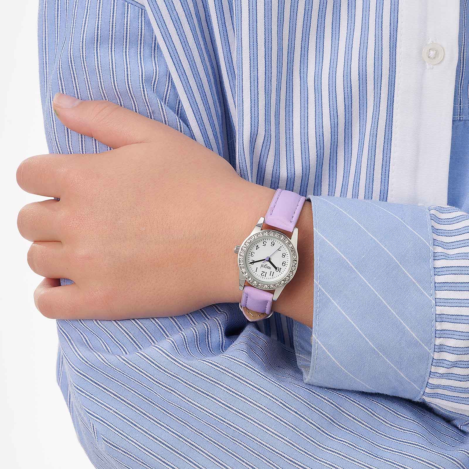 Regal barnklocka med stenar, ljuslila/vit, 24 mm