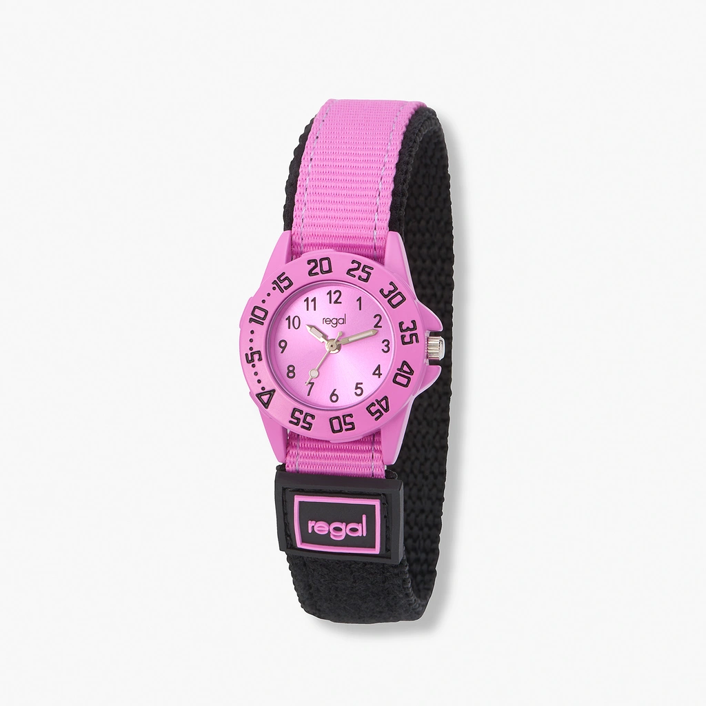 Regal barnklocka kardborreband, rosa 28 mm