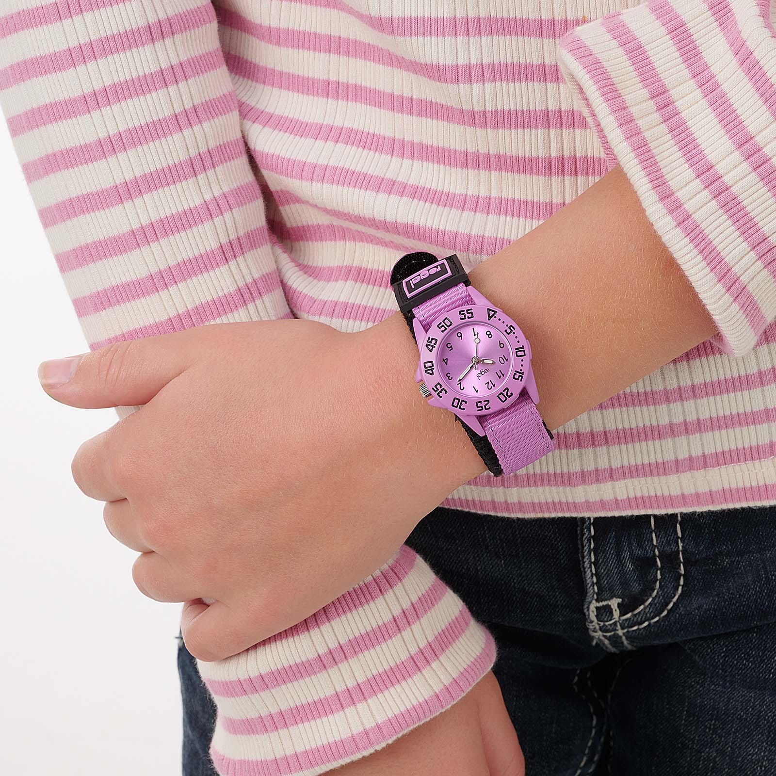 Regal barnklocka kardborreband, rosa 28 mm