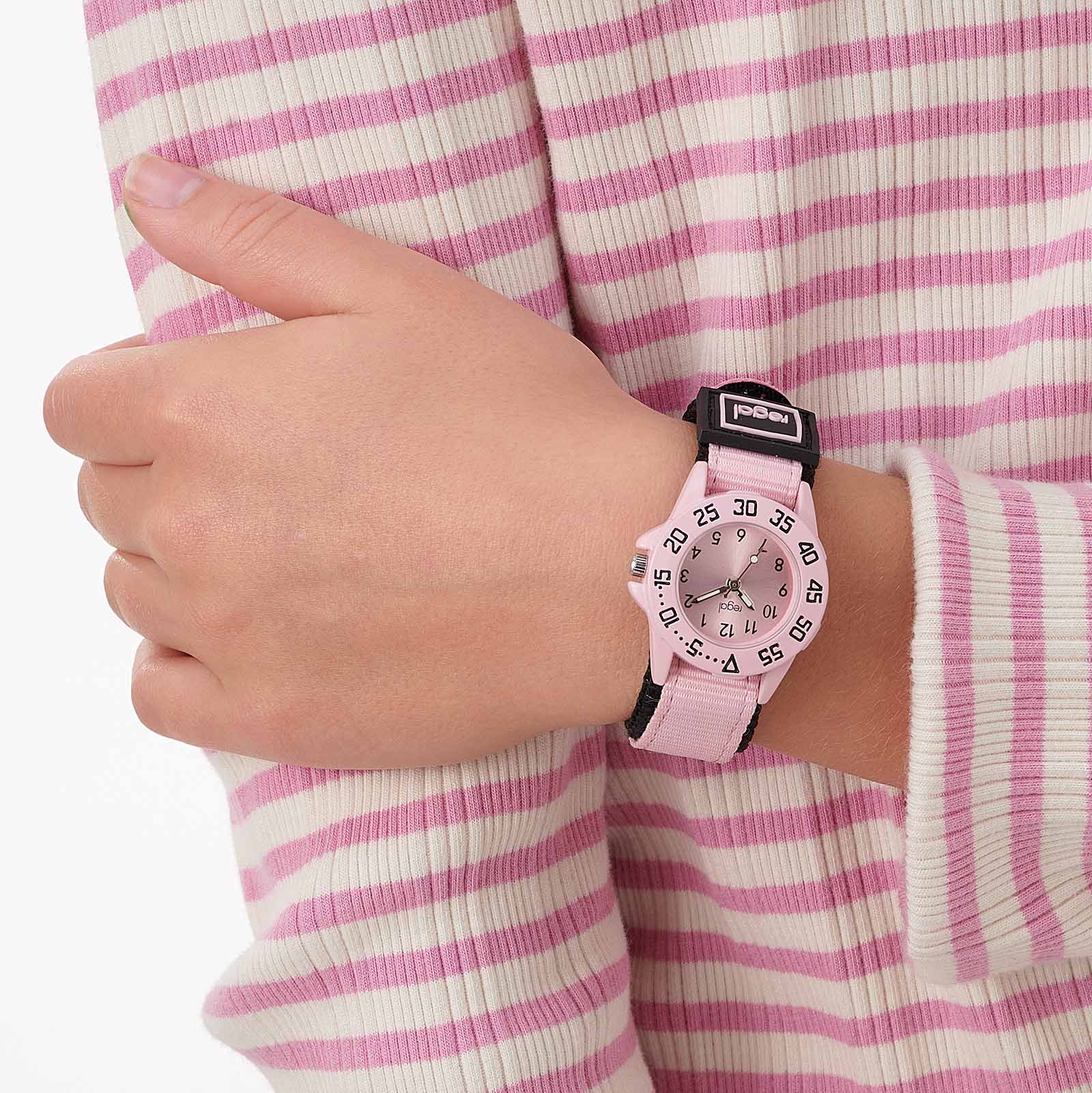 Regal barnklocka kardborreband, ljusrosa 28 mm