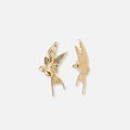 Guldfärgade örhängen, studs med svalor - 50 mm