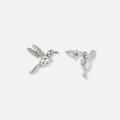 Silverfärgade örhängen, studs med kolibrier - 18 mm