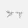 Silverfärgade örhängen, studs med kolibrier - 18 mm