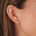 Guldfärgade örhängen, studs med kolibrie - 18 mm