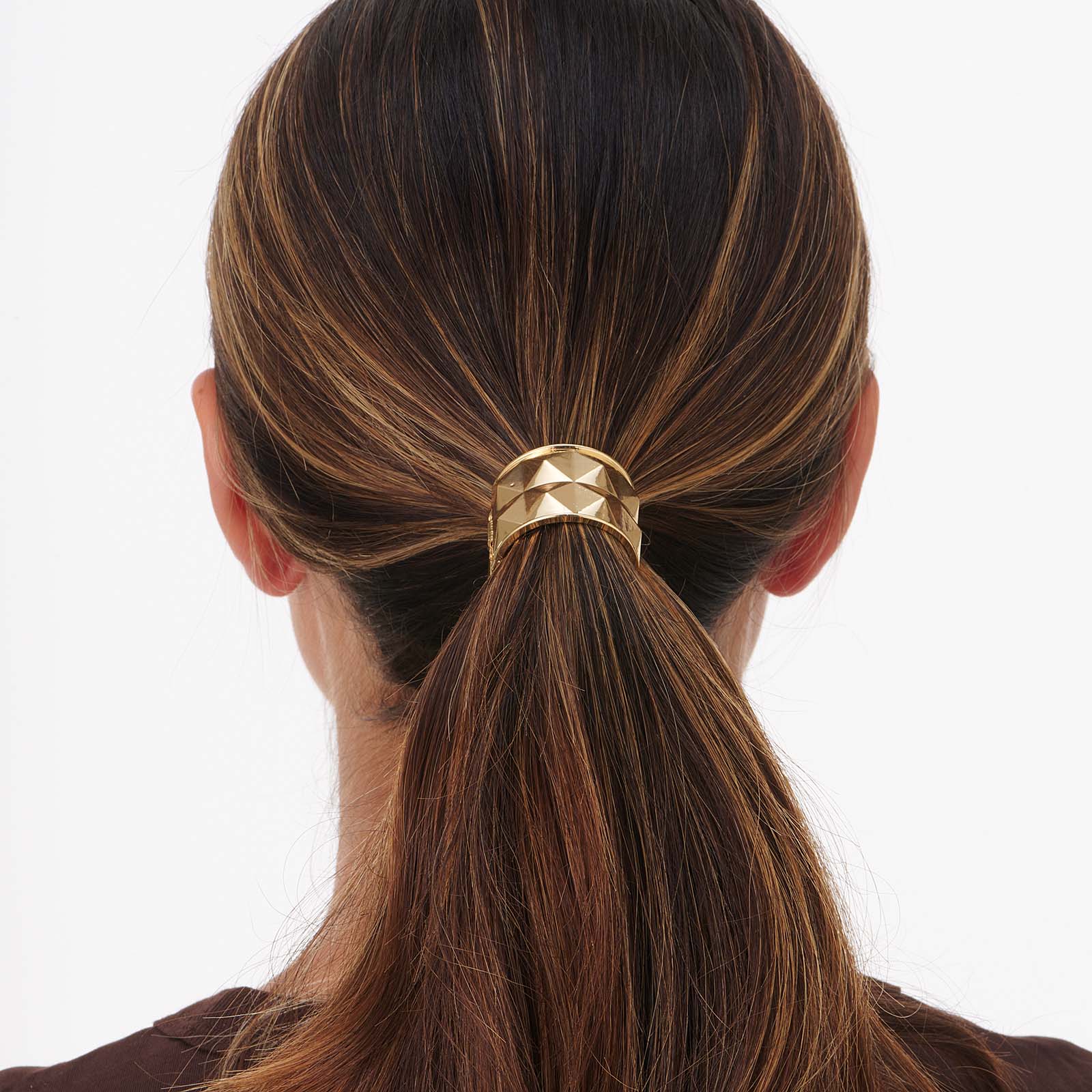 Hårsnodd - guldfärgad hair cuff med nitar