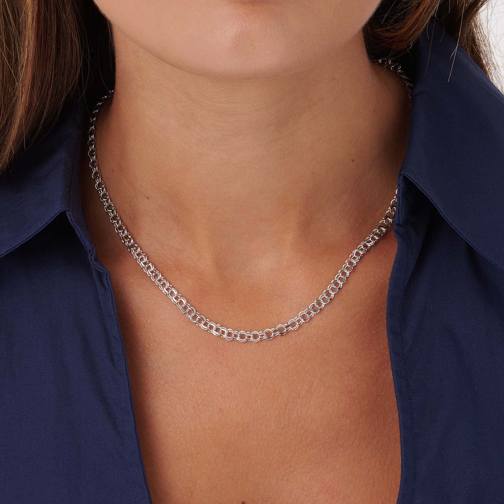 Halsband i silver, 4,5 mm bred bismarck - 45 cm