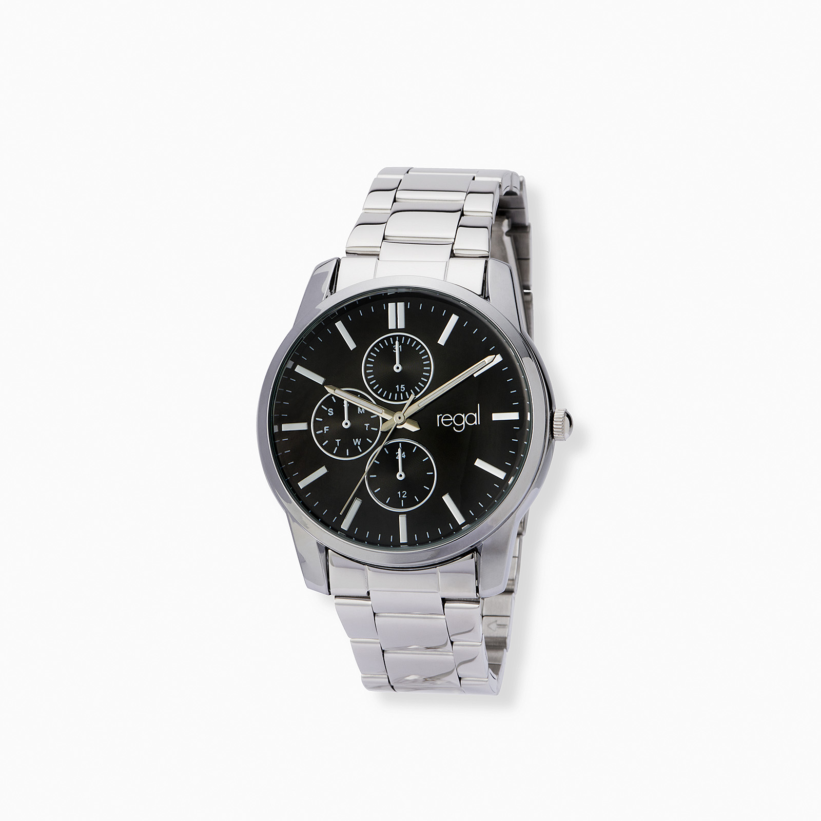 Regal herrklocka, metallband, svart/silver, 40 mm