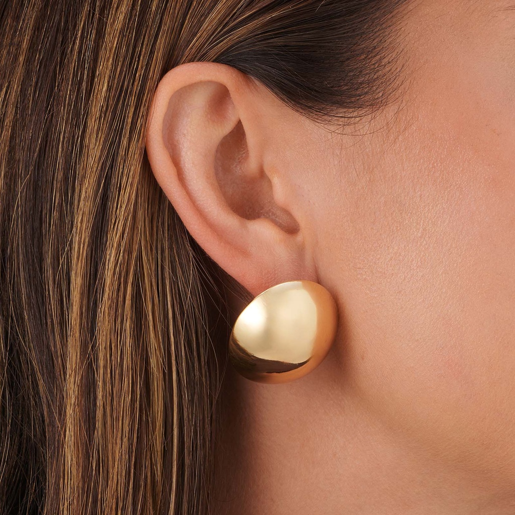 Guldfärgade örhängen halv knapp stor - 30 mm