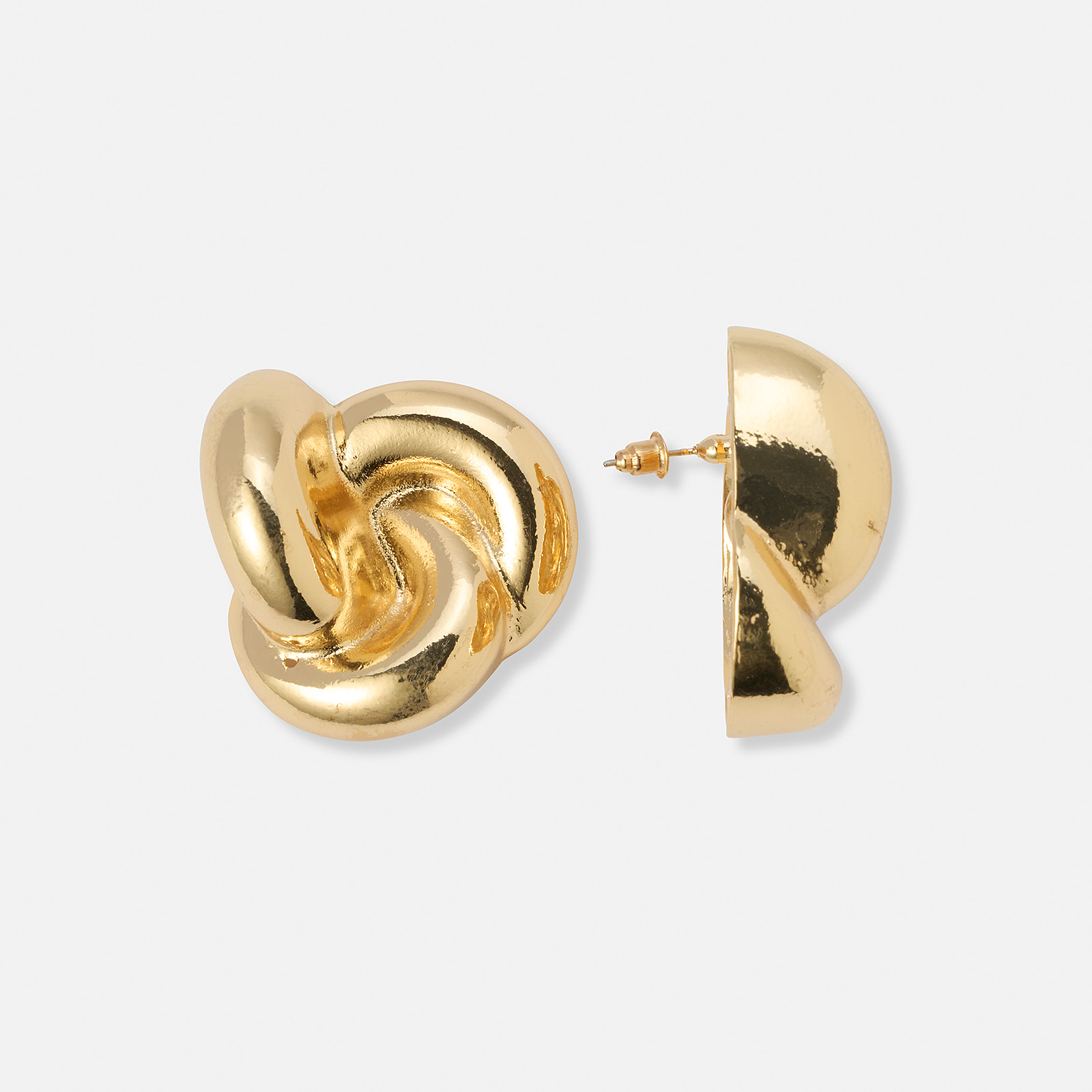 Guldfärgade örhängen stor knut - 40 mm Guldfärgade örhängen stor knut - 40 mm