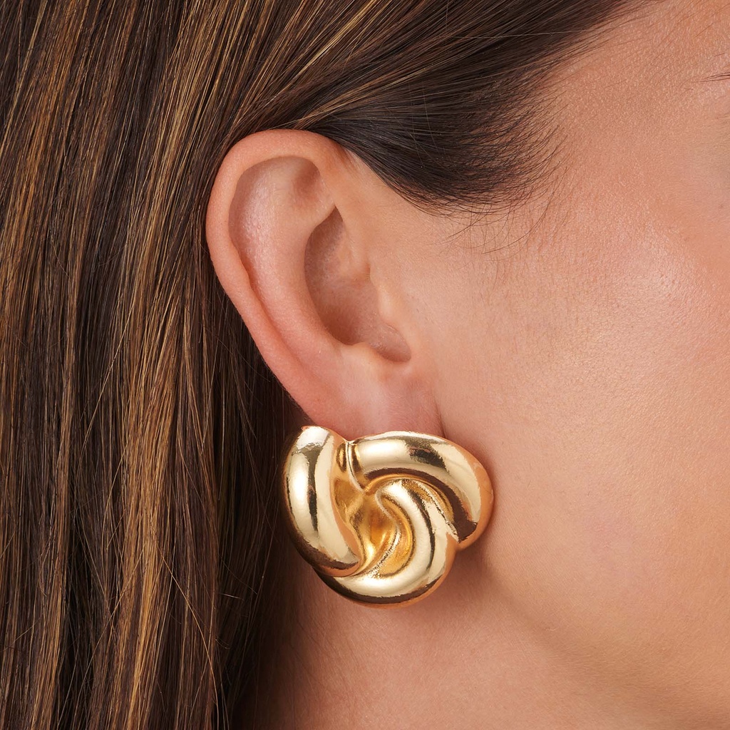 Guldfärgade örhängen stor knut - 40 mm