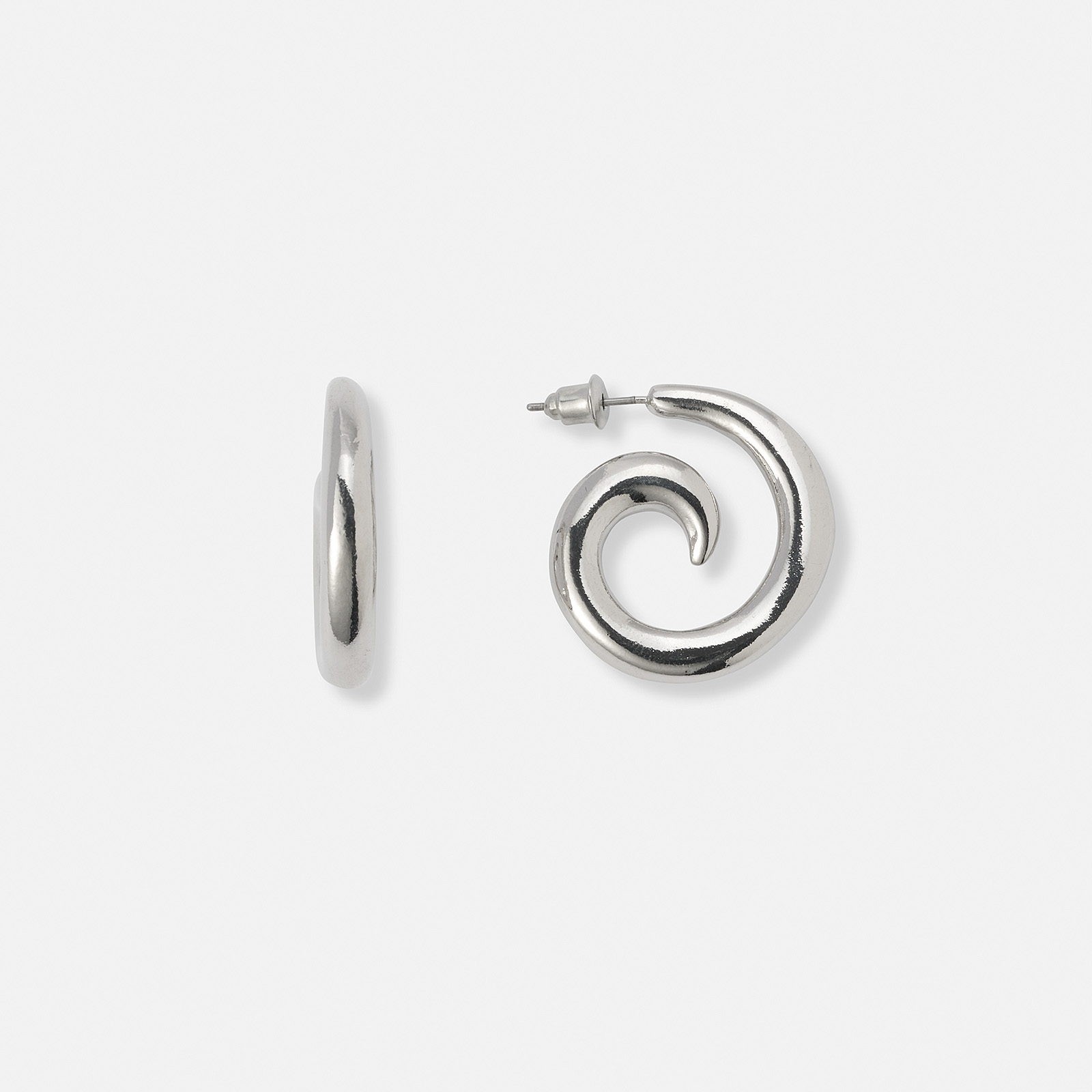 Silverfärgade örhängen hoops spiraler - 26 mm