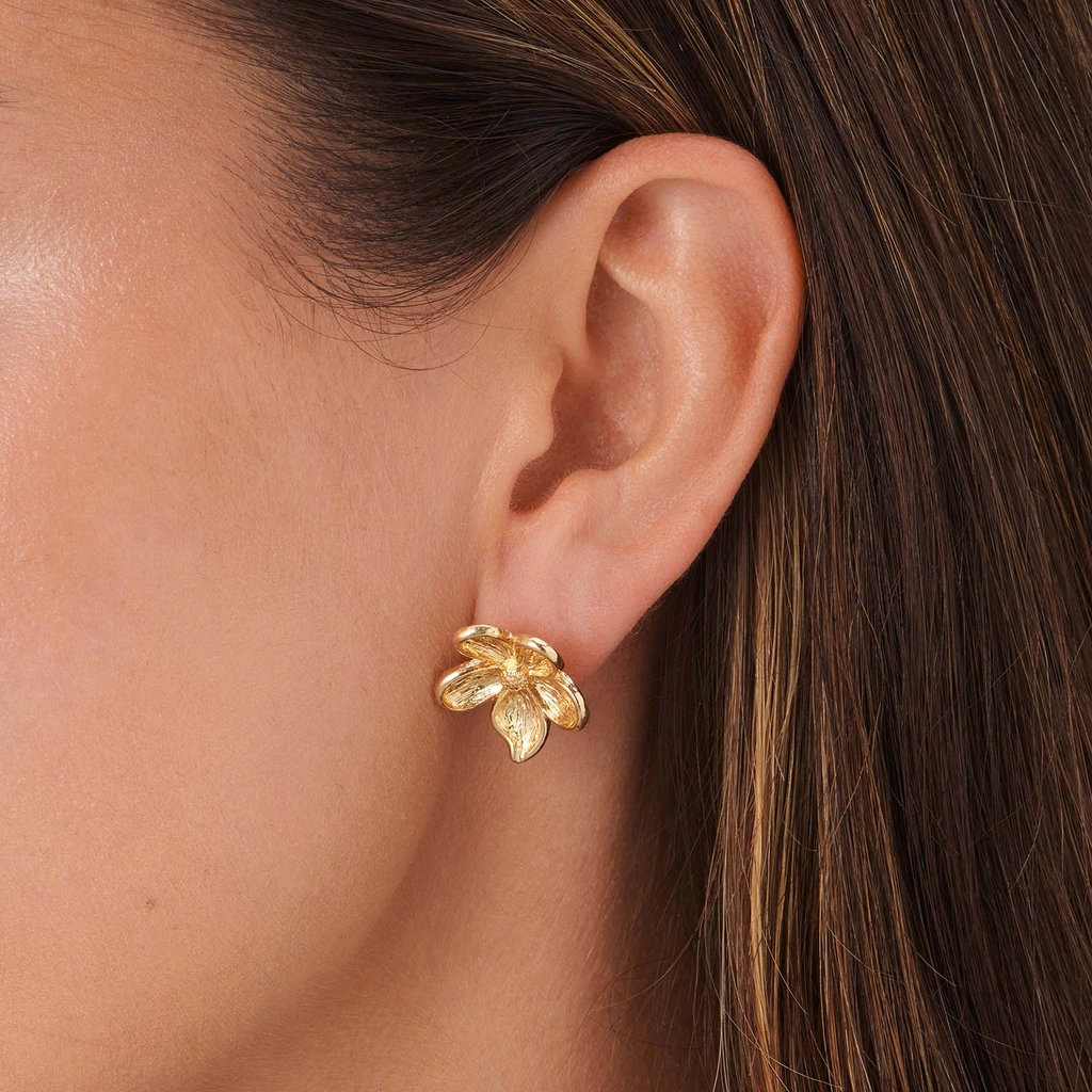 Guldfärgade örhängen blomma - 20 mm
