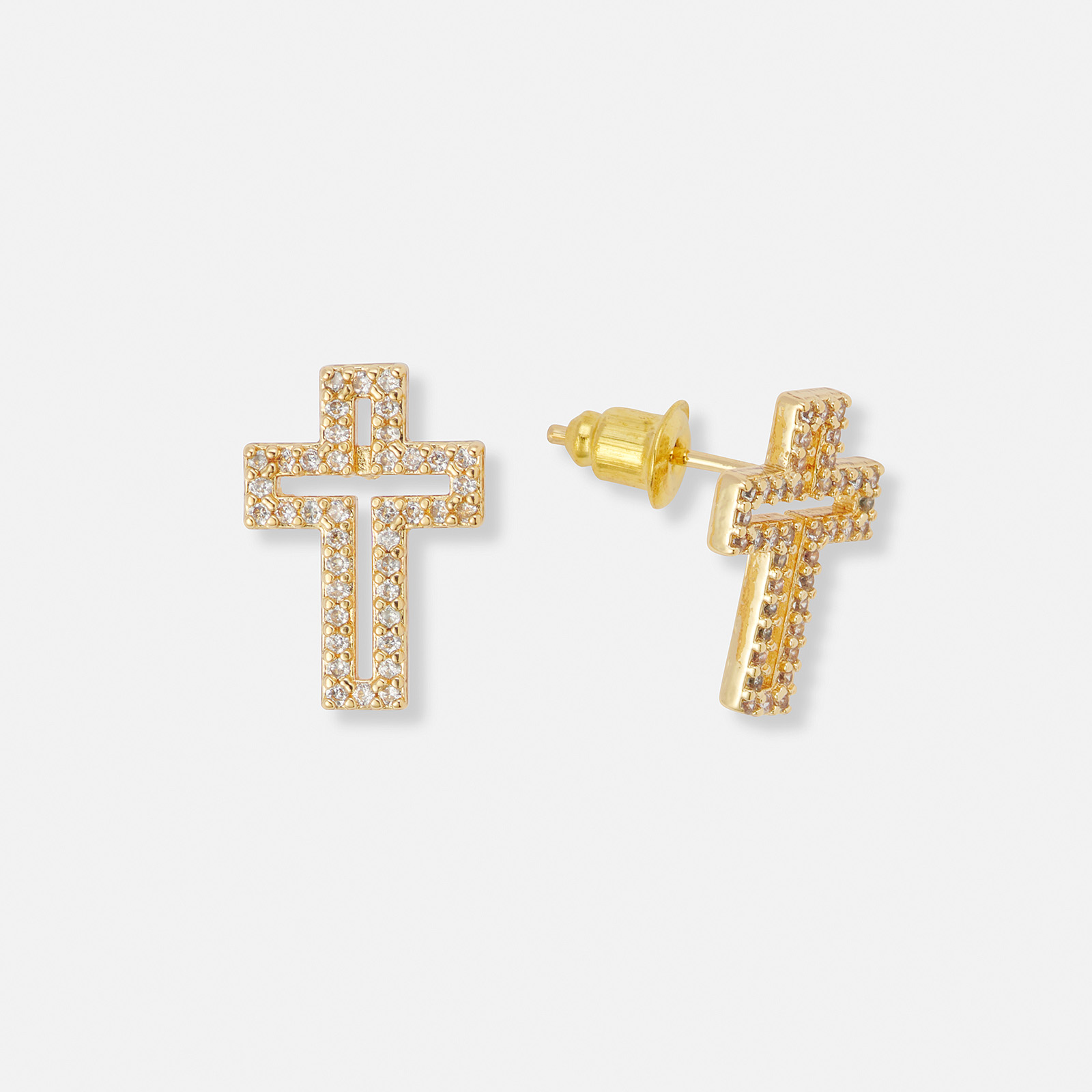 Guldfärgade örhängen öppna kors - 15x11 mm Guldfärgade örhängen öppna kors - 15x11 mm