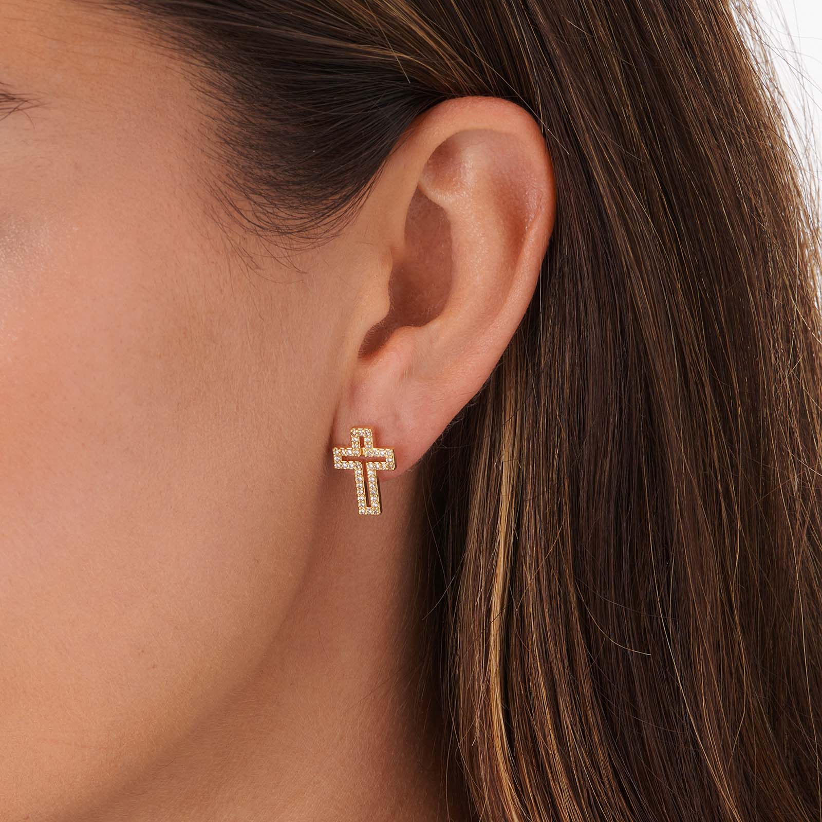 Guldfärgade örhängen öppna kors - 15x11 mm Guldfärgade örhängen öppna kors - 15x11 mm