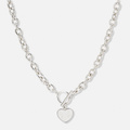 Silverfärgad kedja, T-lås och hjärta - 50 cm