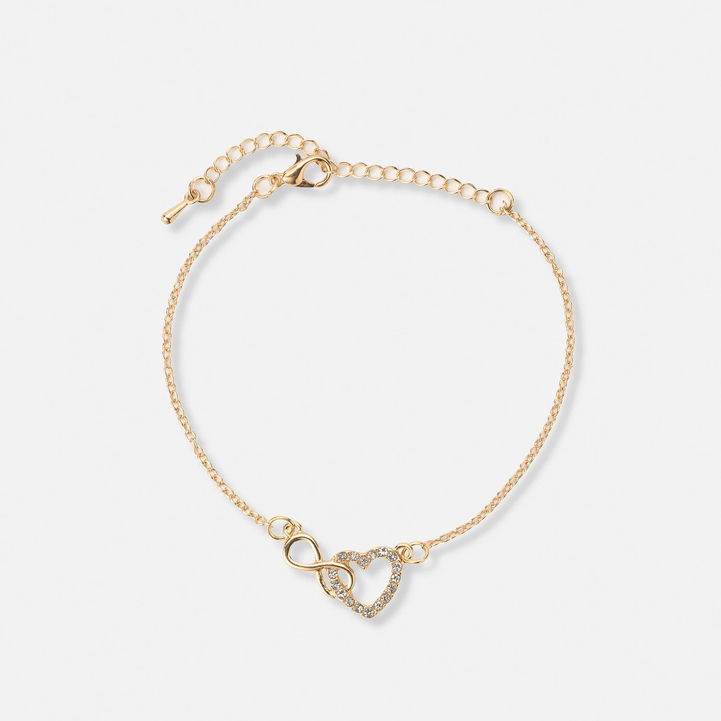 Guldfärgat armband dam - hjärta & infinity