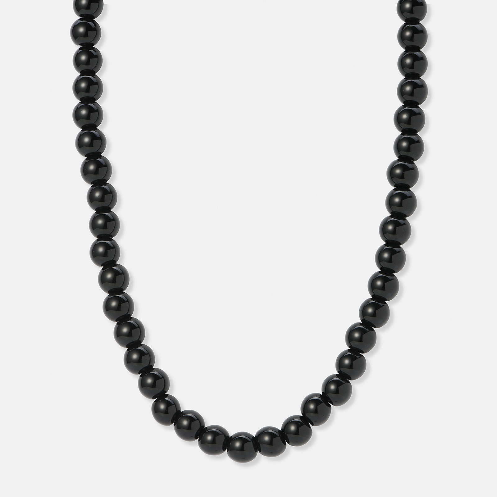 Halsband med svarta plastpärlor - 41+7cm