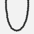 Halsband med svarta plastpärlor - 41+7cm