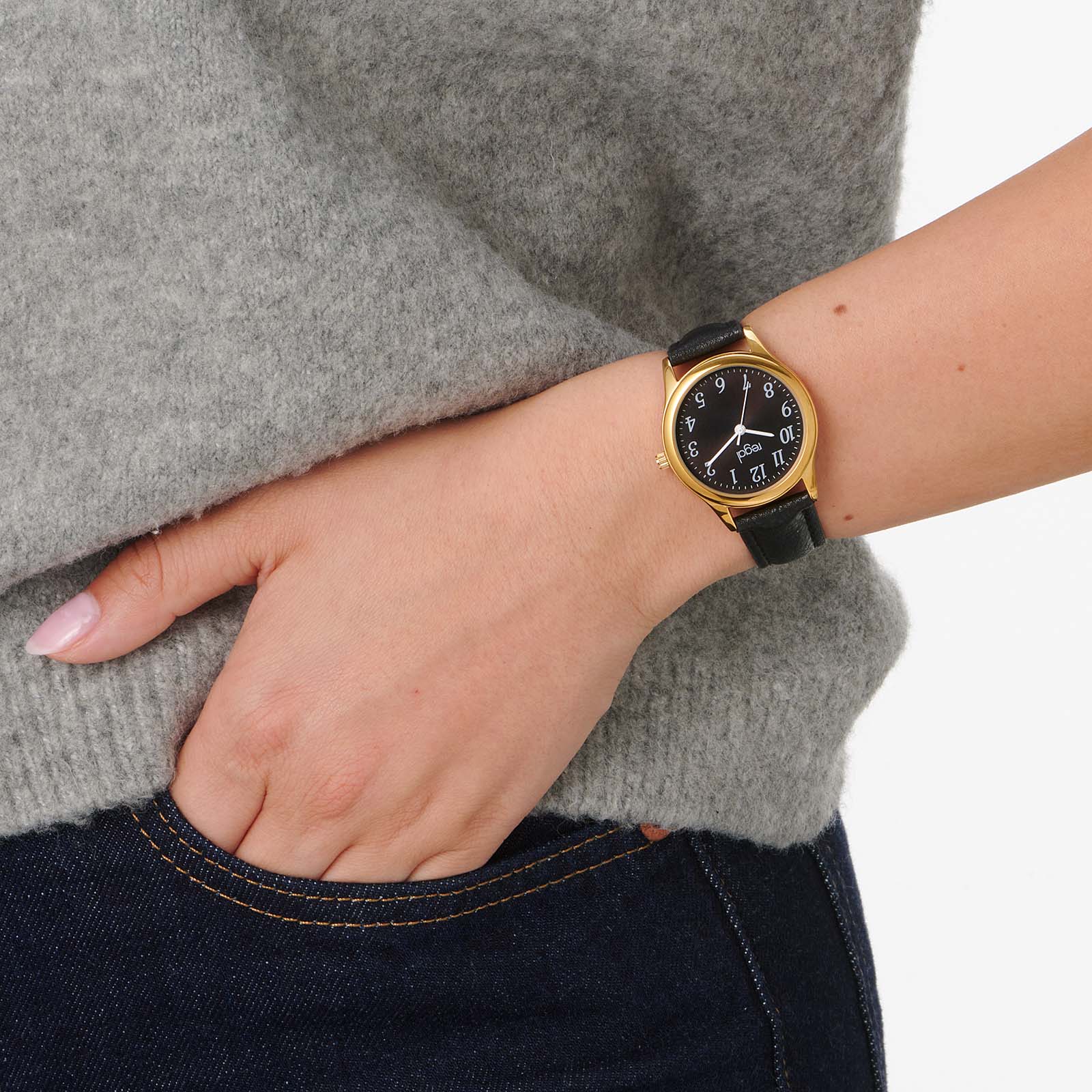 Regal damklocka - svart band, guld/svart, 32mm Regal damklocka - svart band, guld/svart, 32mm