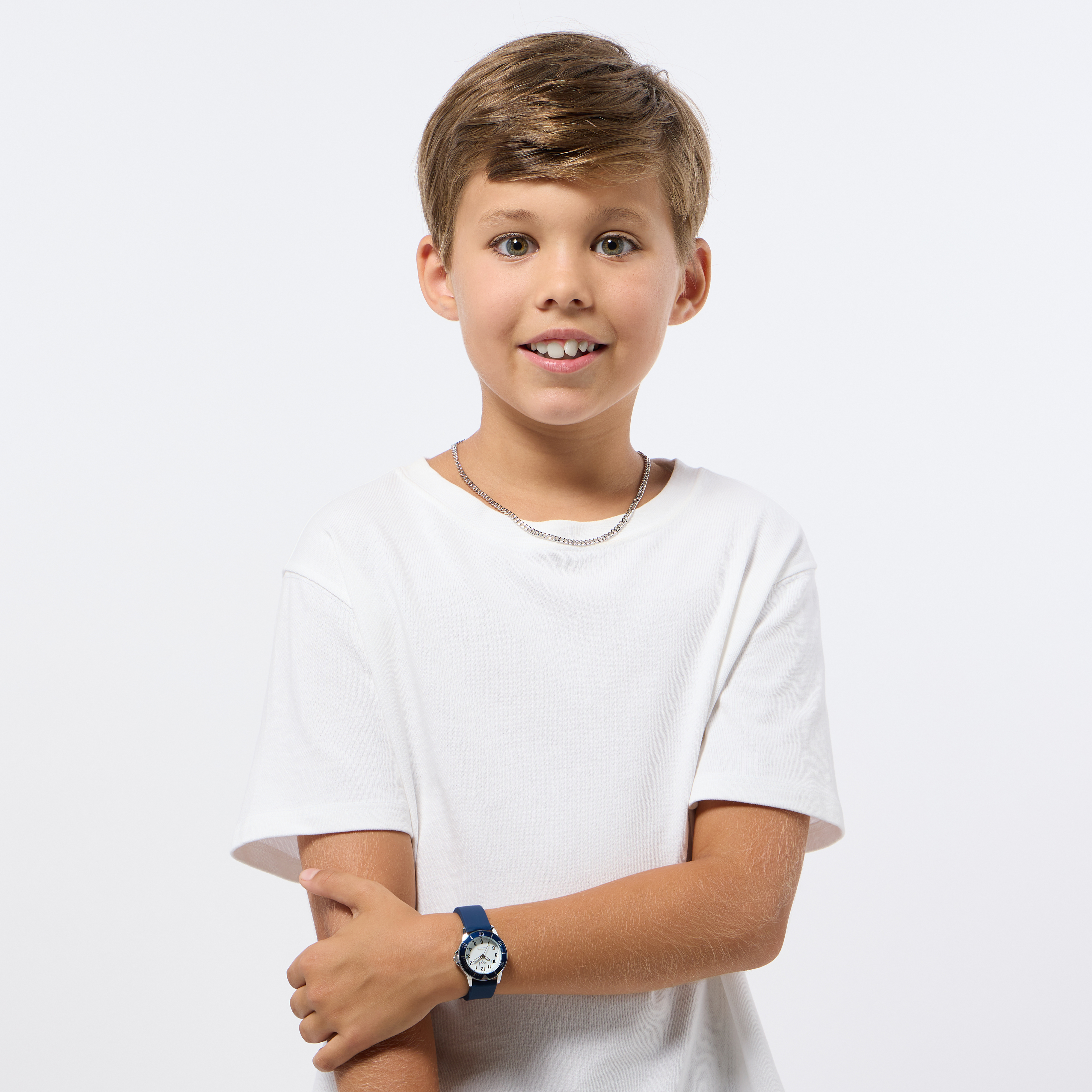 Regal barn klockset med halsband - blå