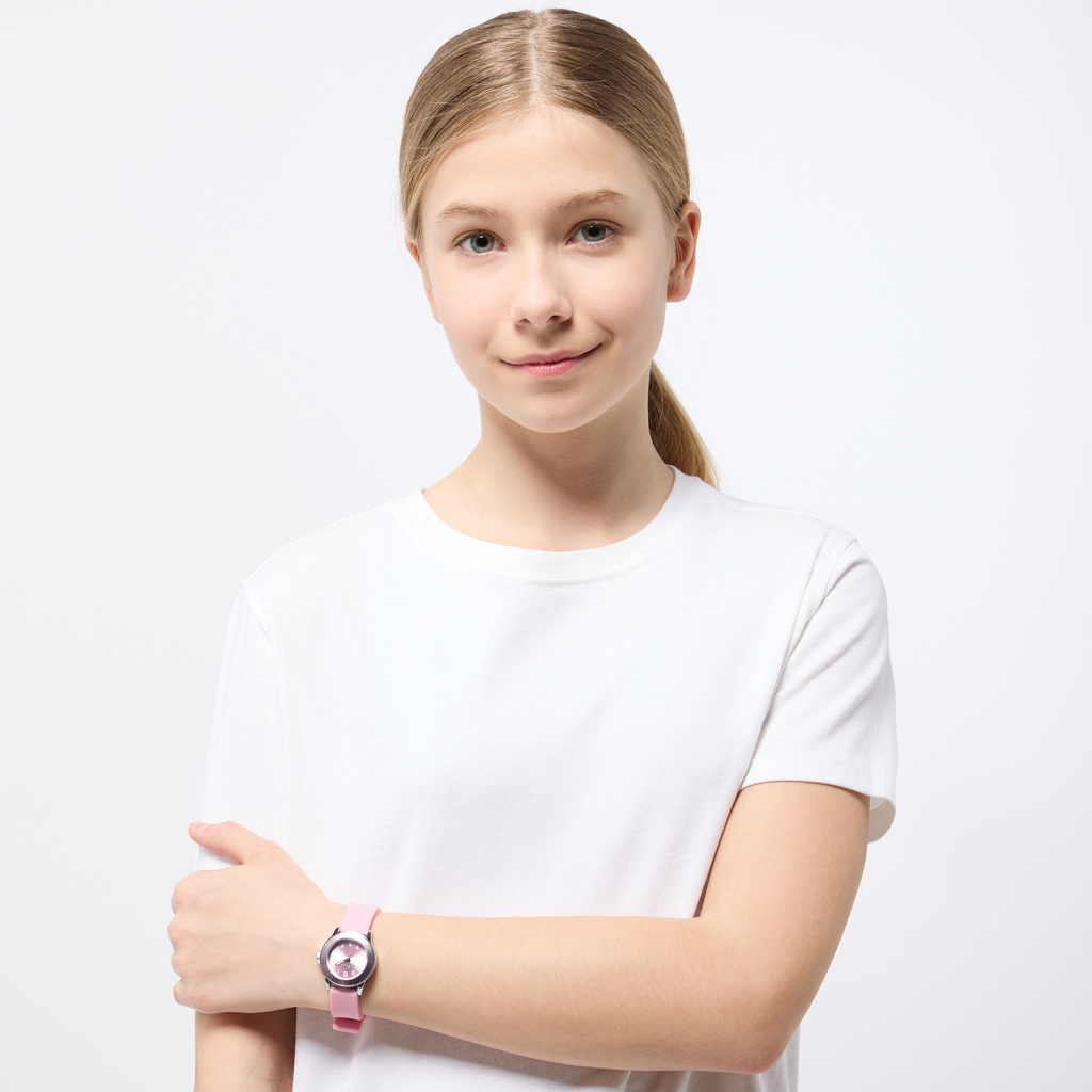 Regal barnklocka - silverton/rosa, gummiband, 28 mm