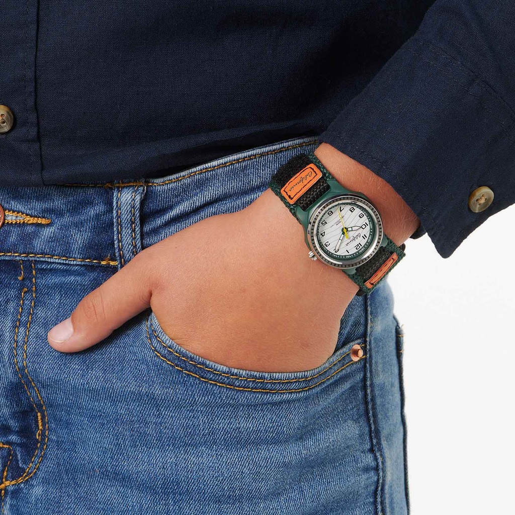 California barnklocka kardborreband, grön/vit 35 mm