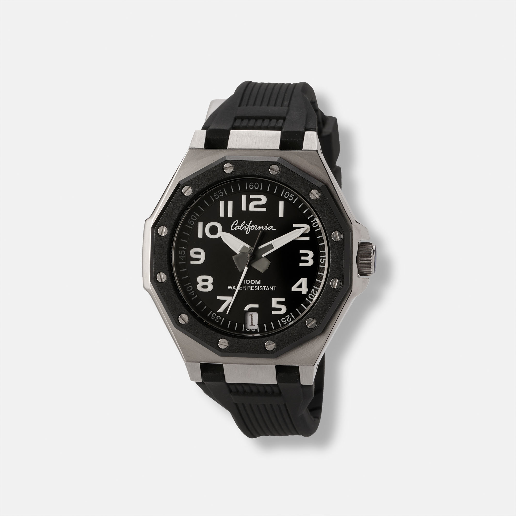 California barnklocka - gummiband, svart, 37 mm