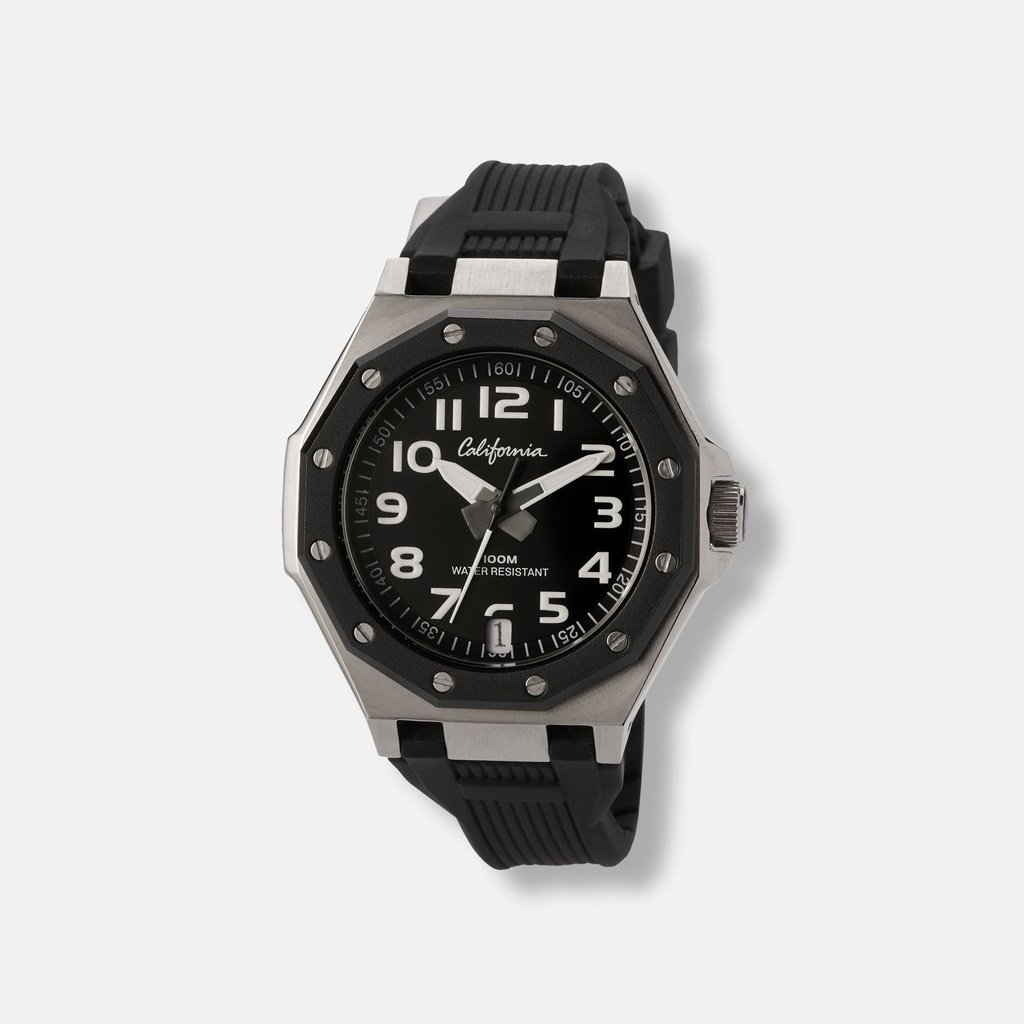 California barnklocka - gummiband, svart, 37 mm