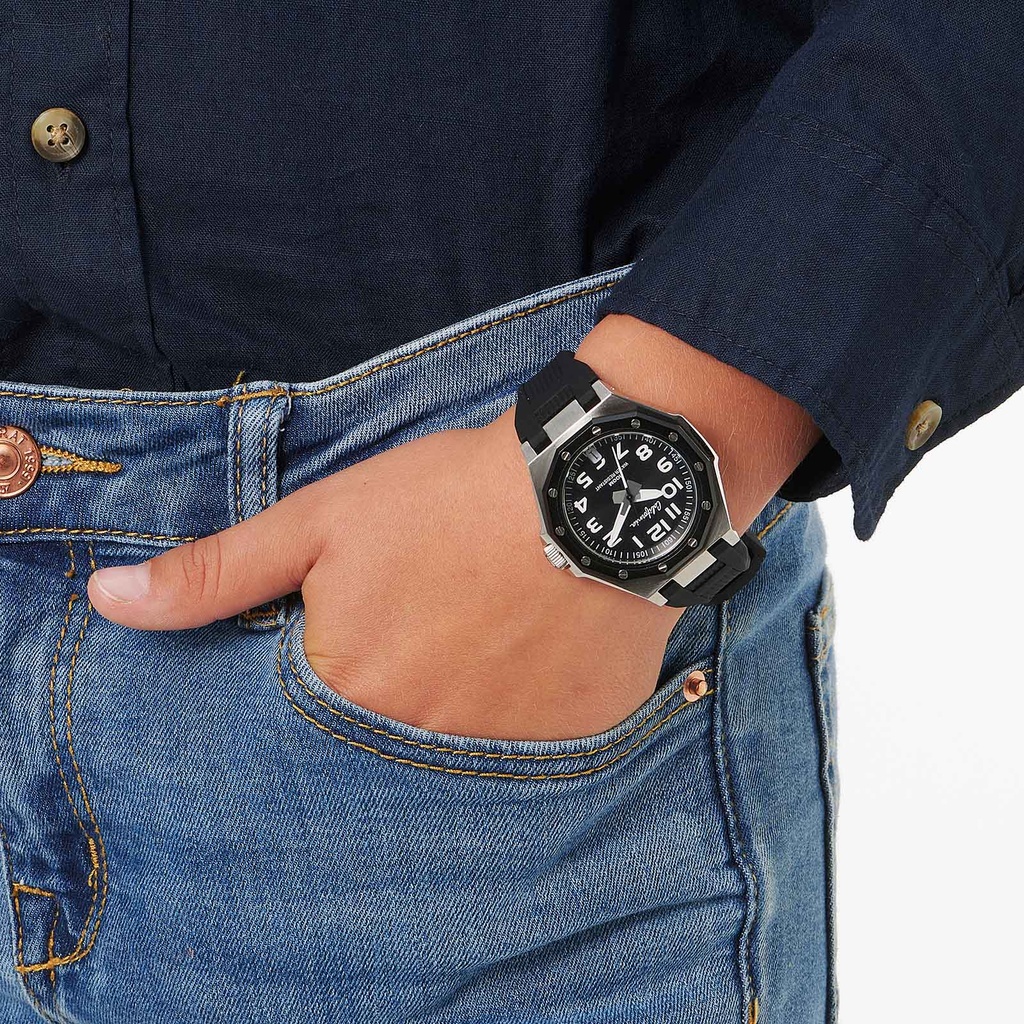 California barnklocka - gummiband, svart, 37 mm