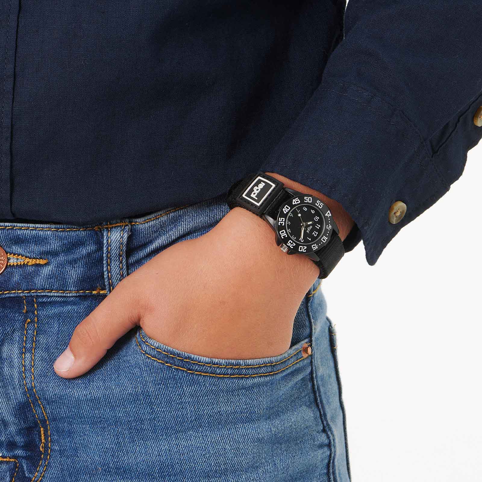 Regal barnklocka kardborreband, svart 28 mm