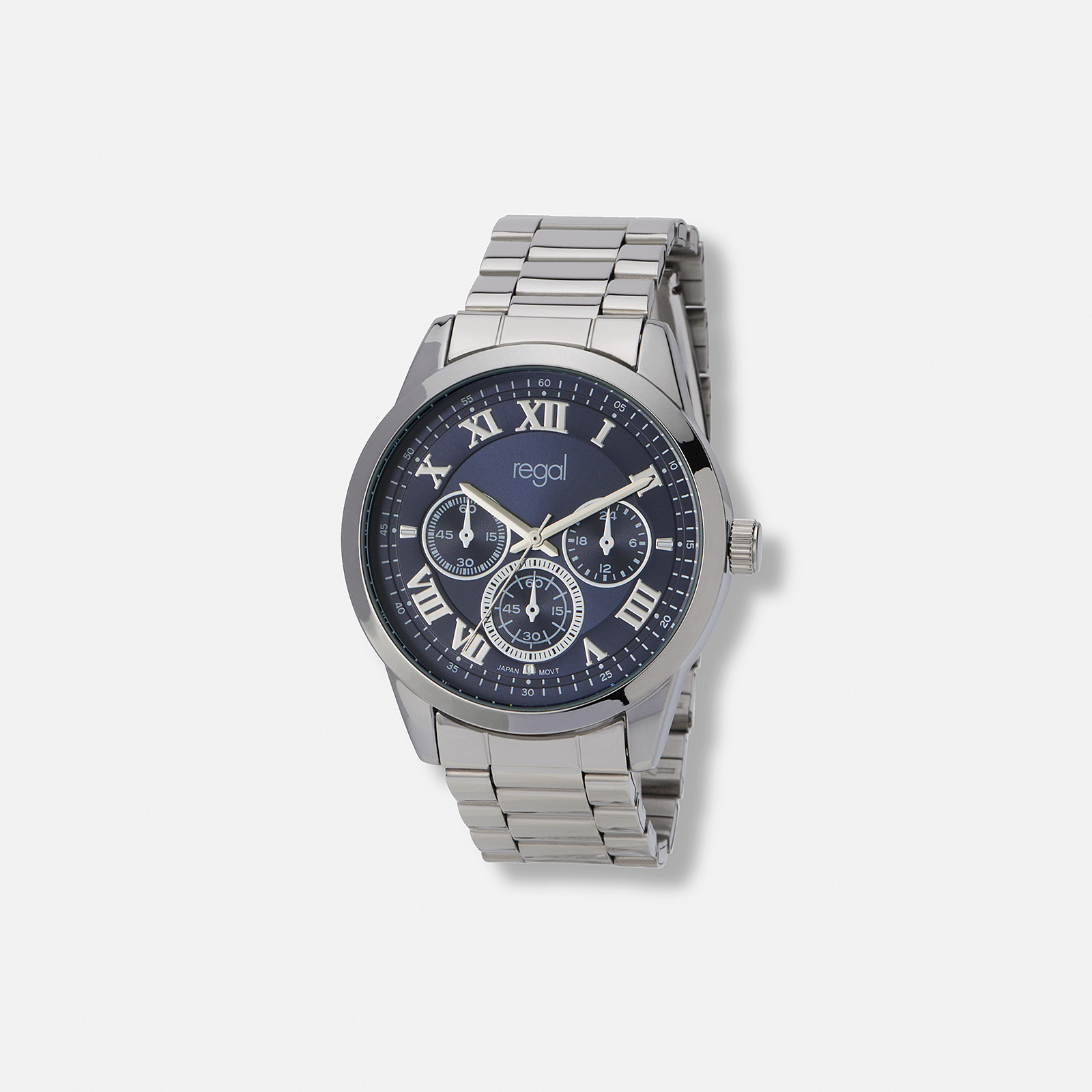 Regal klockset herr - metallband, silver/svart, 41mm