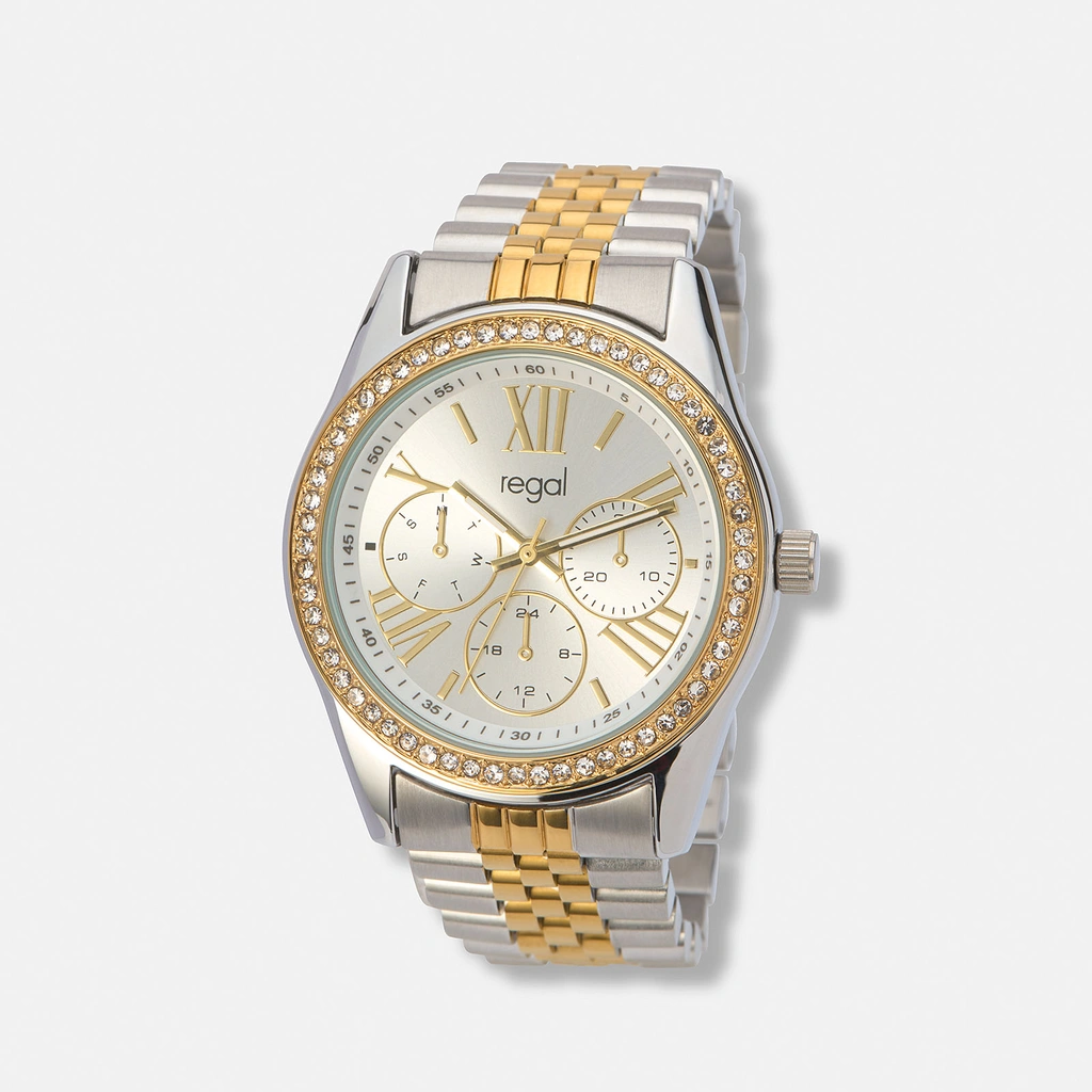 Regal klockset dam, metall, vit/bicolor - 38 mm